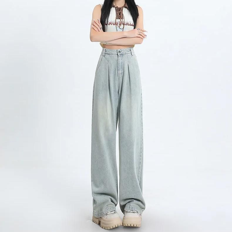 Vintage-Jeans mit hohem Bund und geradem Schnitt für Damen