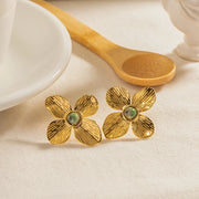 vintage flower stone stud earrings, view 2 - MRSLM