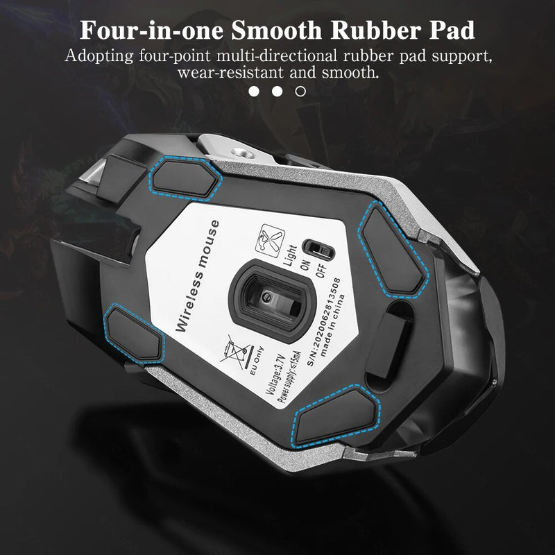 Wiederaufladbare kabellose Gaming-Maus mit LED-Hintergrundbeleuchtung und ergonomischem Design