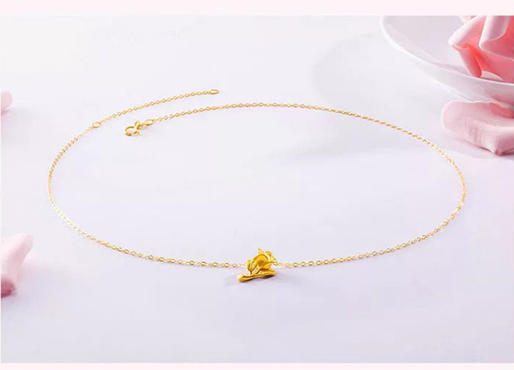 Women's Gold Rose Pendant Necklace