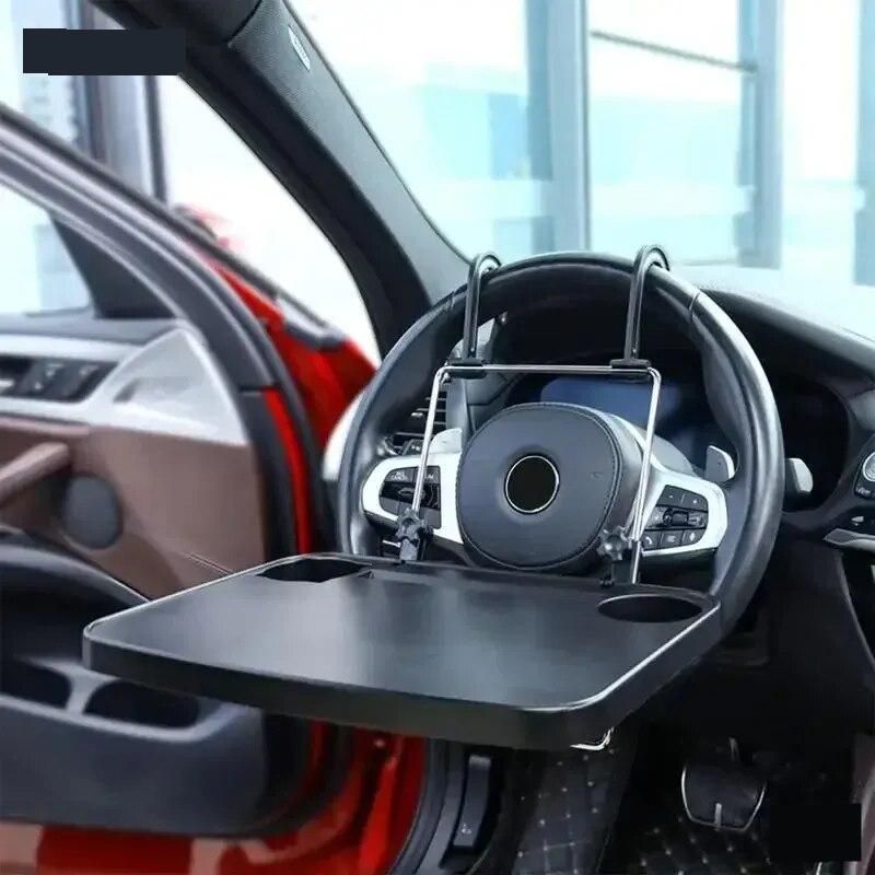 Foldable Car Steering Wheel Desk with Cup Holder and Laptop Tray