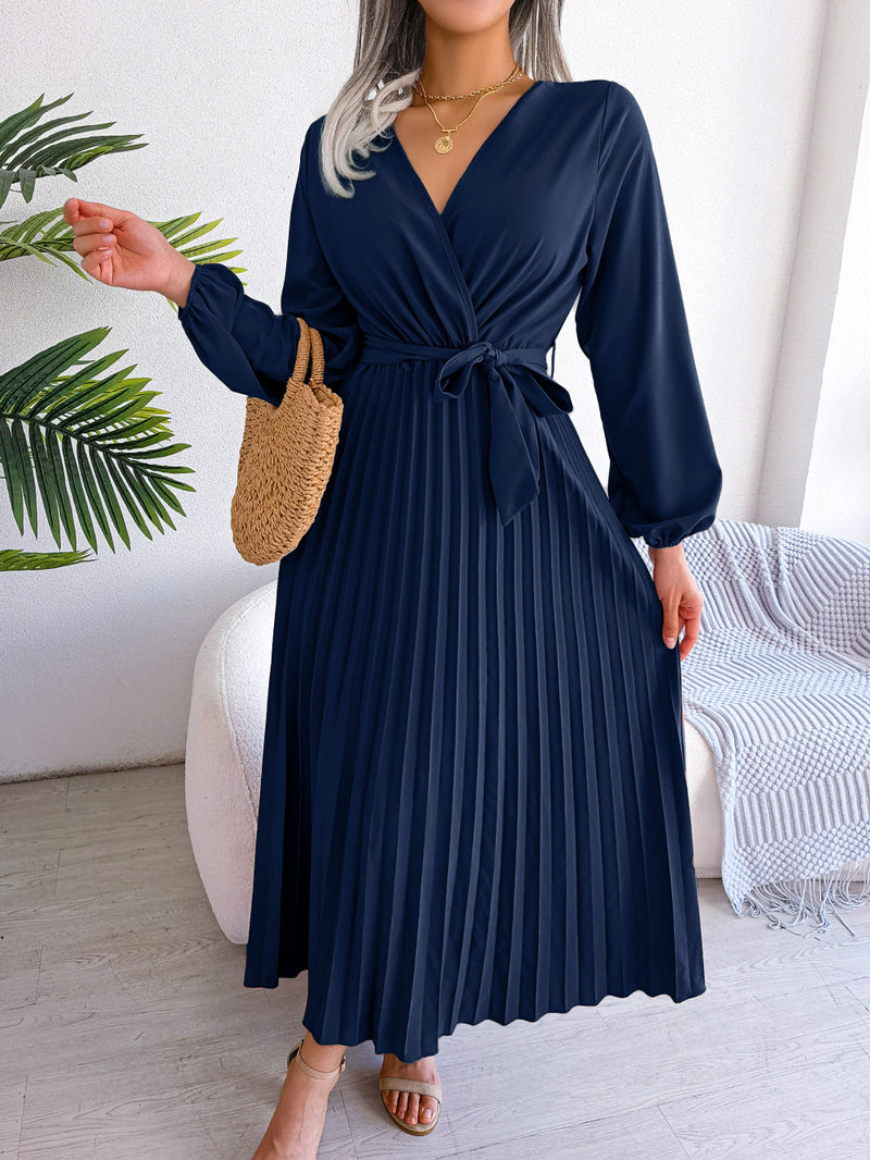 elegant pleated chiffon maxi dress, view 14 - MRSLM