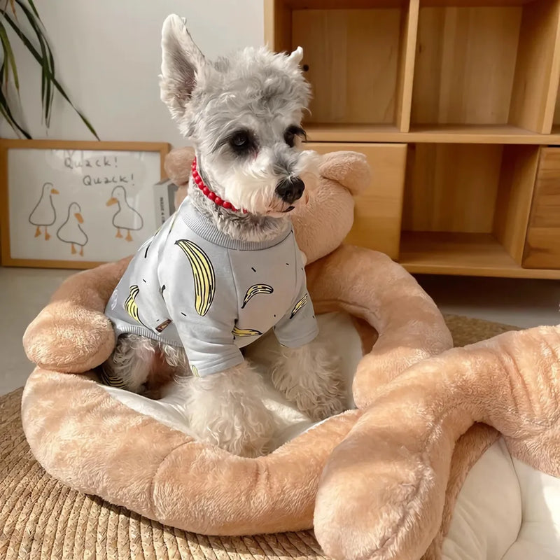 Cama de pelúcia para animais de estimação em formato de urso de pelúcia