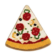 Fluffy tufted pizza bath mat, view 2 - MRSLM