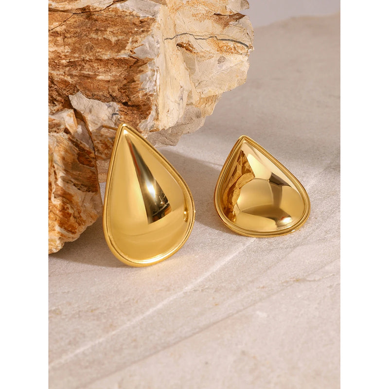 stainless steel rounded triangle stud earrings, view 5 - MRSLM