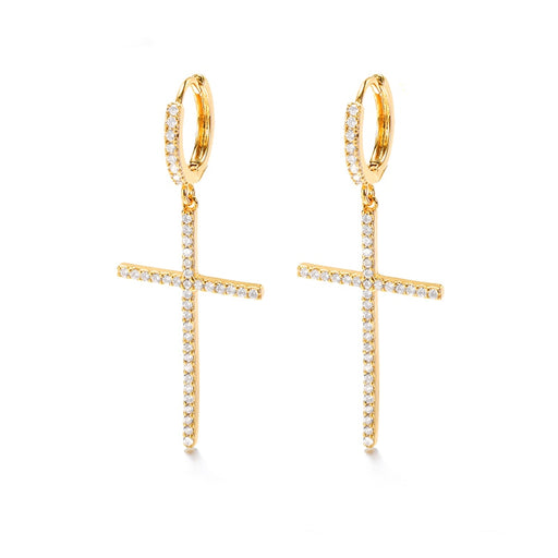 cross dangle earrings, view 3 - MRSLM