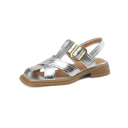 square toe chunky heel gladiator sandals, view 3 - MRSLM