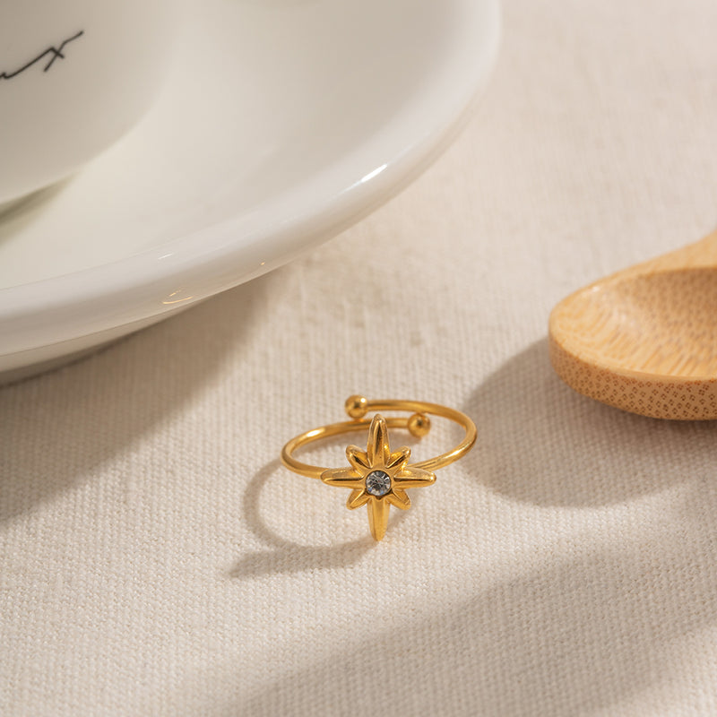 octagram gold plated ring, view 5 - MRSLM