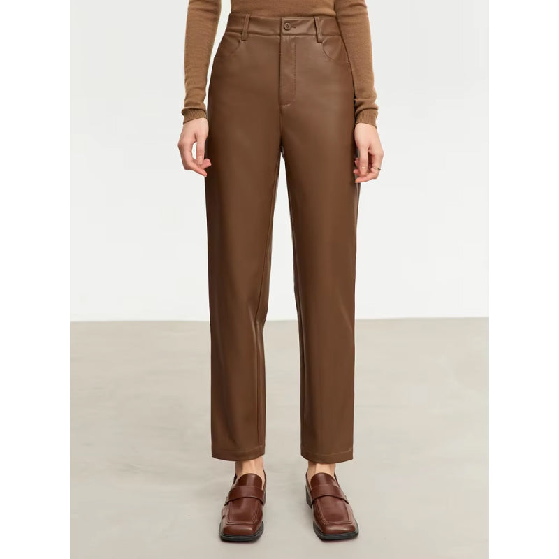 ankle-length pu leather pants, view 8 - MRSLM
