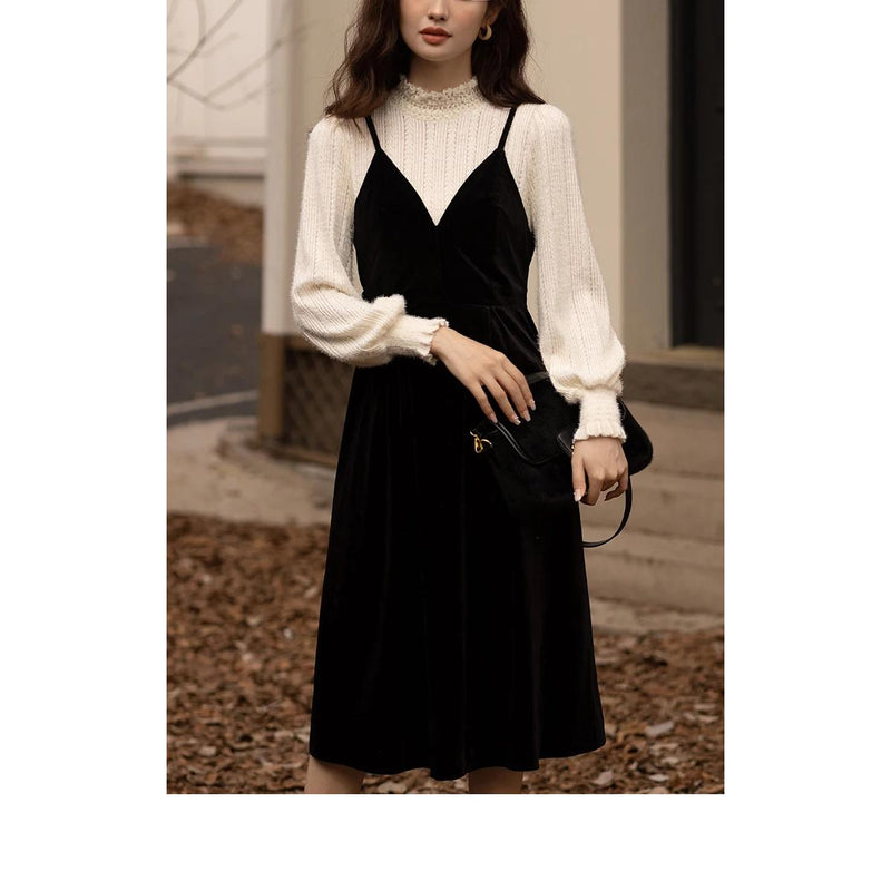 elegant lace patchwork dress, view 3 - MRSLM
