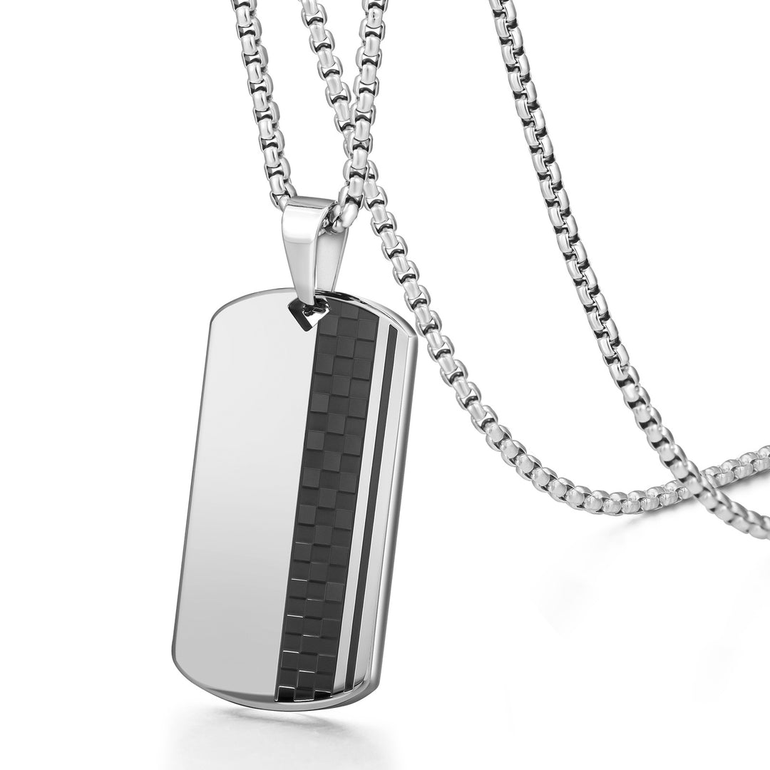 Checkerboard Pendant Necklace Trendy Men And Women Hip-hop Personality Military Card