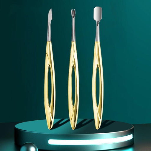 gold stainless steel cuticle pusher and nail file - MRSLM