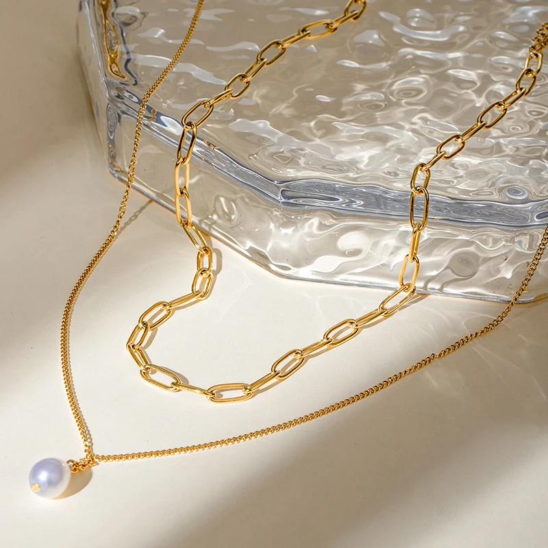 double layer paper clip necklace, view 4 - MRSLM