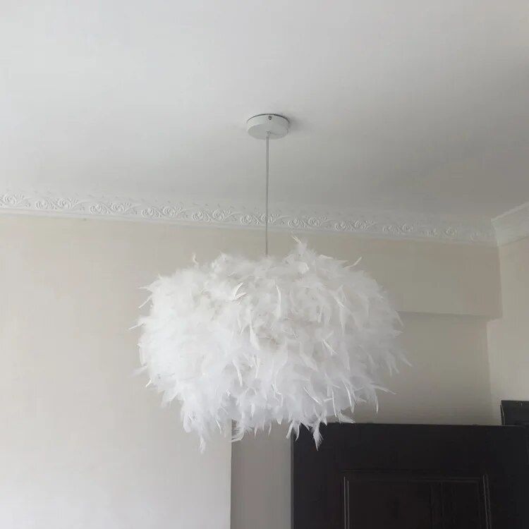 white feather pendant lamp, view 4 - MRSLM