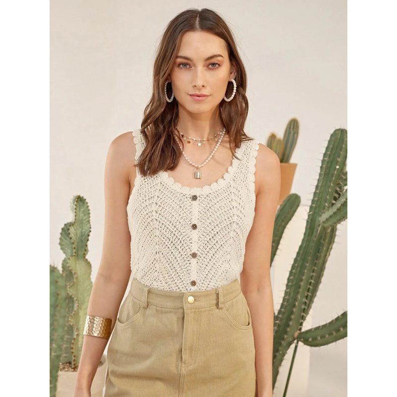 crochet knit chic tank top, view 5 - MRSLM