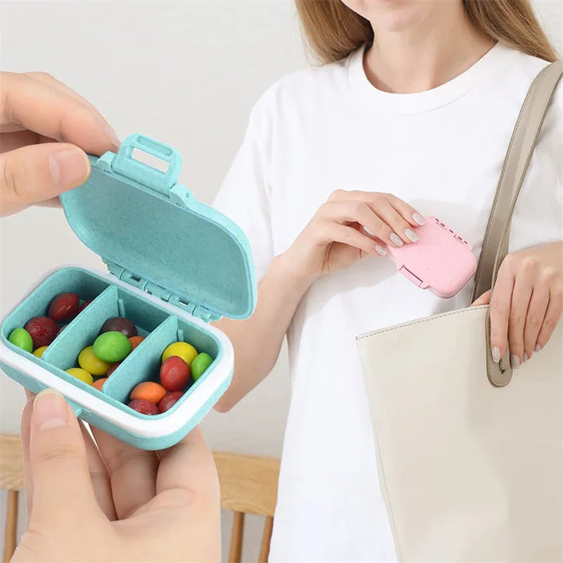 mini portable 3-grids pill organizer box, view 4 - MRSLM