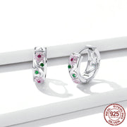 silver flower stud earrings, view 4 - MRSLM