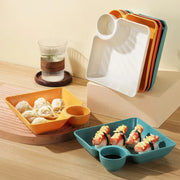 Square snack platter with sauce compartment, view 9 - MRSLM