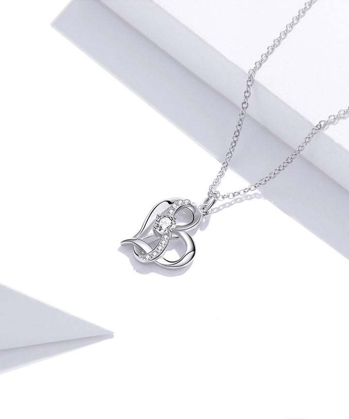 Heart-shaped Hollow Inlaid Zircon S925 Necklace