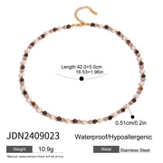 gold plated tiger eye bead necklace, view 2 - MRSLM