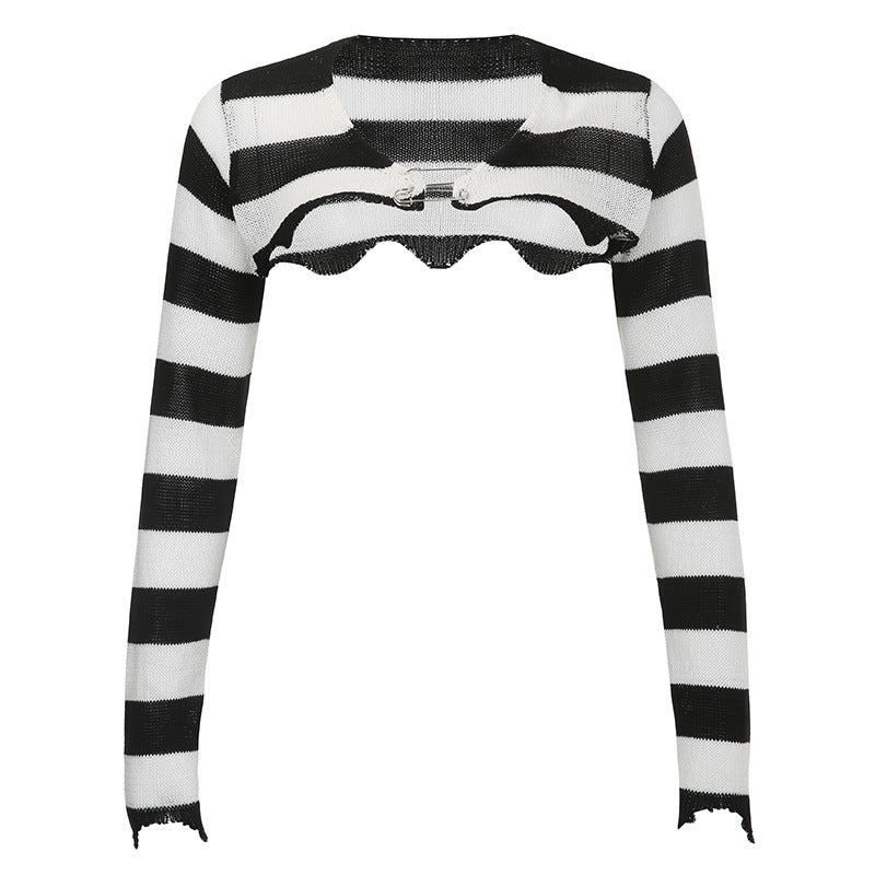 Contrast Stripe Coverup Fashion Sweater