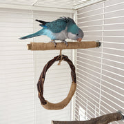 natural apple wood bird swing and stand, view 6 - MRSLM