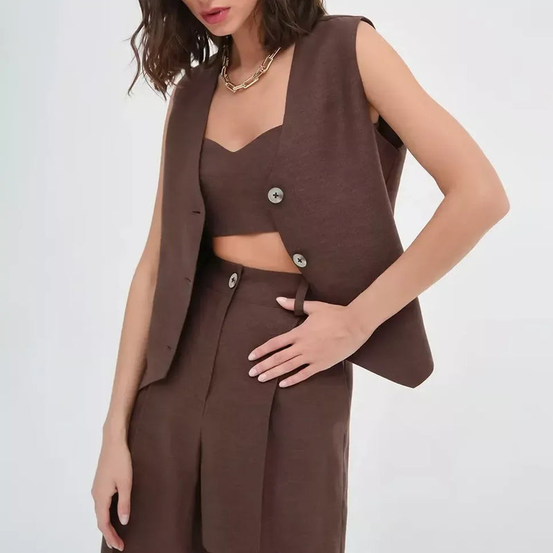 Cotton-linen vest and pants set, view 9 - MRSLM