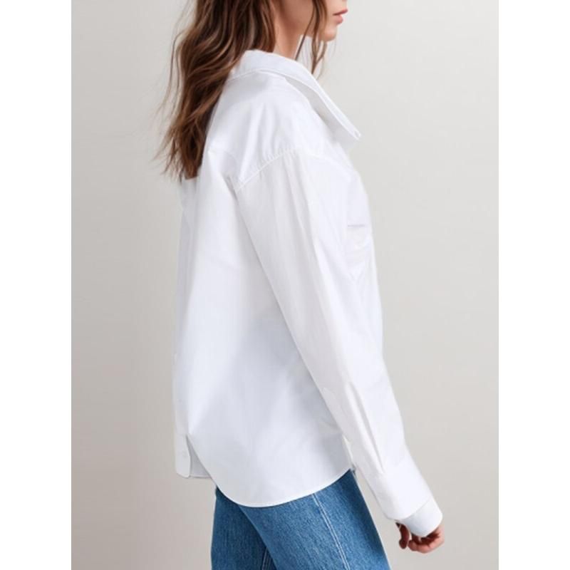 Blusa casual folgada com pregas em patchwork chique