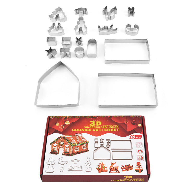 Christmas gingerbread house cookie cutter set, view 5 - MRSLM