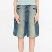y2k gradient high waist baggy denim shorts - MRSLM