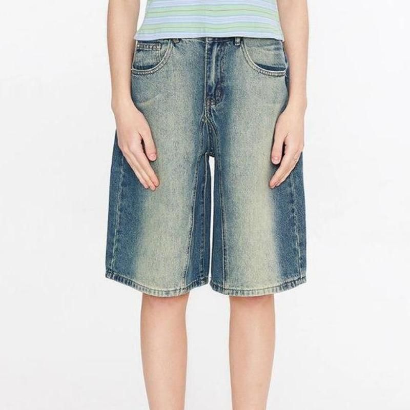 y2k gradient high waist baggy denim shorts - MRSLM
