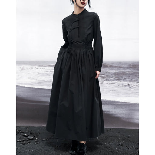 women's black a-line shirt dress, view 2 - MRSLM