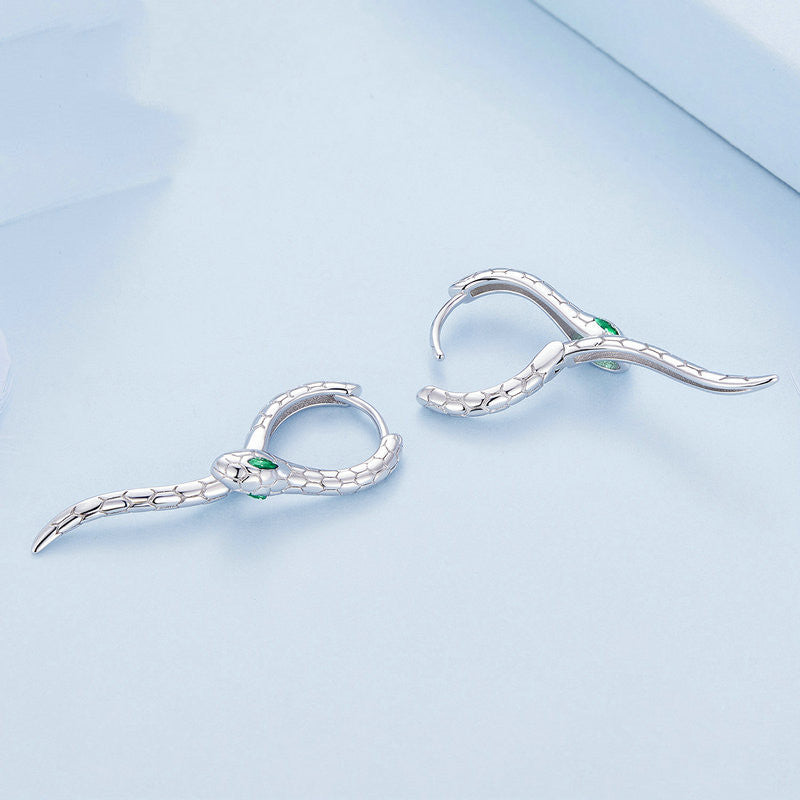 silver snake earrings, view 3 - MRSLM