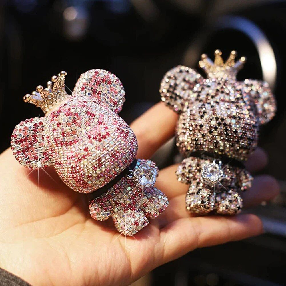 Cute Bear Car Air Vent Perfume Clip with Dazzling Rhinestone