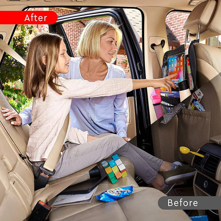 Backseat Organizer with Touchscreen Tablet Holder & Kick Mat Protector