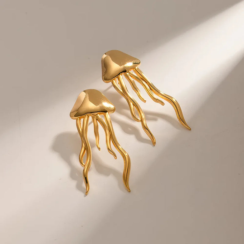 Ohrstecker in Quallenform, 18 Karat Gold.
