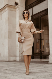 Lantern sleeve one-step dress, view 2 - MRSLM