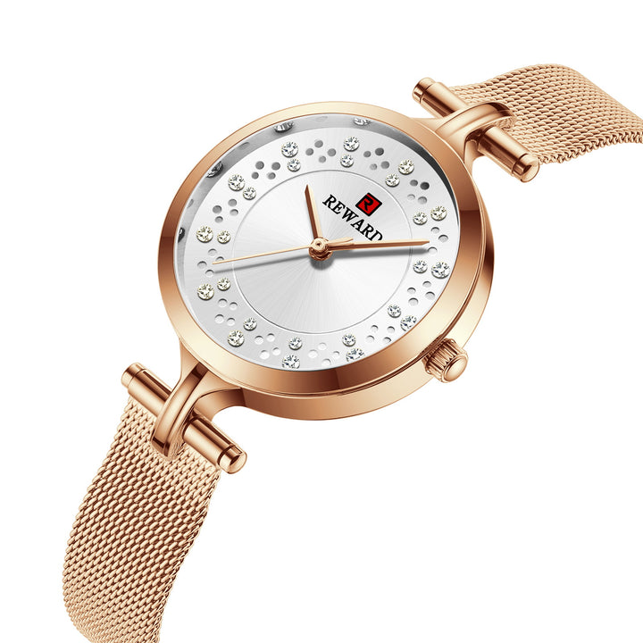 Waterproof Diamond Luxury Watch Mesh Band Quartz Gift Ladies Watch