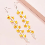 yellow resin long tassel drop earrings - MRSLM