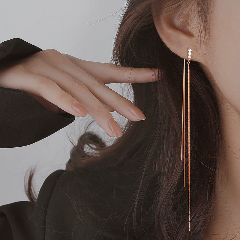 long sterling silver ear line earrings, view 15 - MRSLM