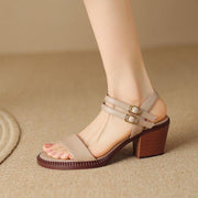Retro high heel leather sandals - MRSLM