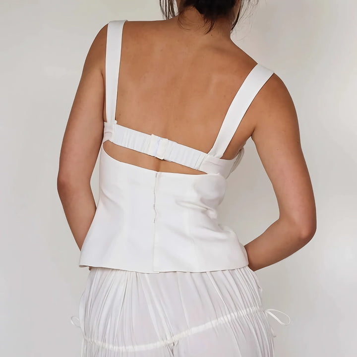 Y2K Spaghetti Strap Tie-Up Backless Crop Top