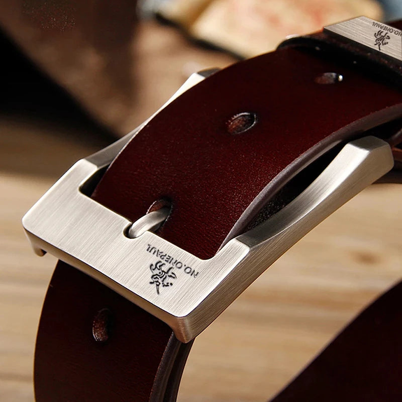 men's genuine leather casual belt, view 5 - MRSLM