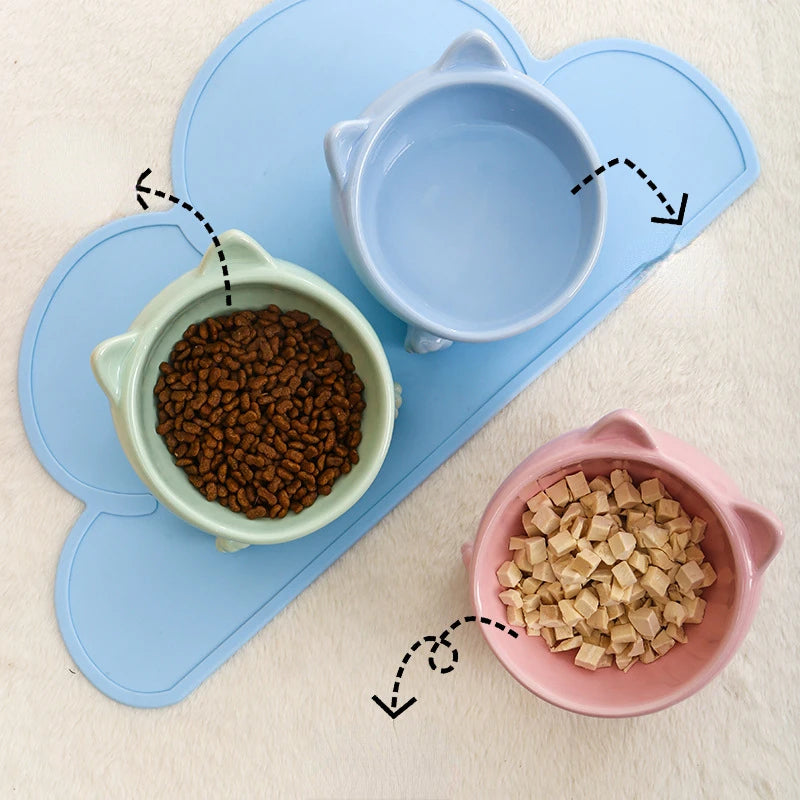 Keramik-Katzennapf mit erhabenem diagonalen Design