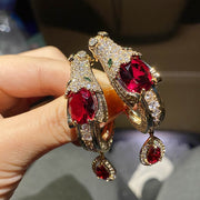dragon ruby-red gold plated earrings - MRSLM