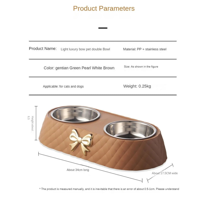 double pet feeding bowl with bow-tie design, view 8 - MRSLM