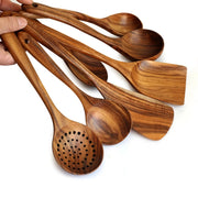 teak wood cooking utensils set, view 7 - MRSLM