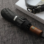 automatic windproof golf umbrella with wooden handle, view 2 - MRSLM