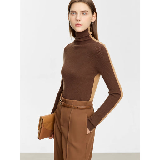 color contrast turtleneck sweater, view 2 - MRSLM