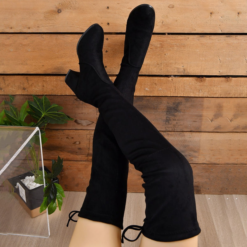 Plus-size elastic suede boots, view 4 - MRSLM
